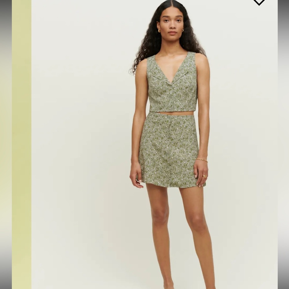 Reformation ember two piece skirt and crop set size 0
